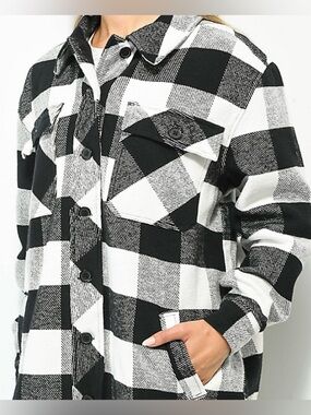 Empyre Kiva Black & White Brushed Plaid Shacket